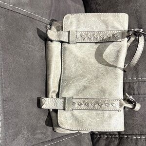 Frye Gray Leather Crossbody Satchel